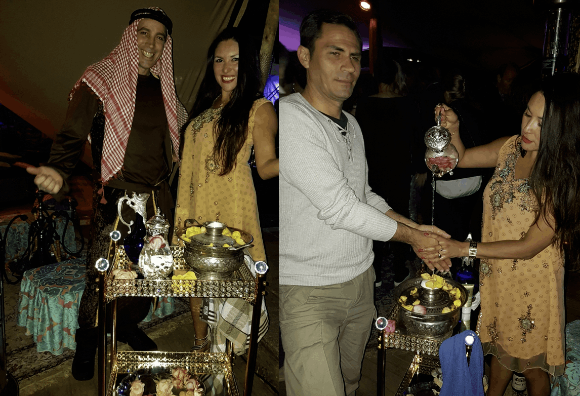 Arabisch entertainment tijdens de avond Handen wassen en massage