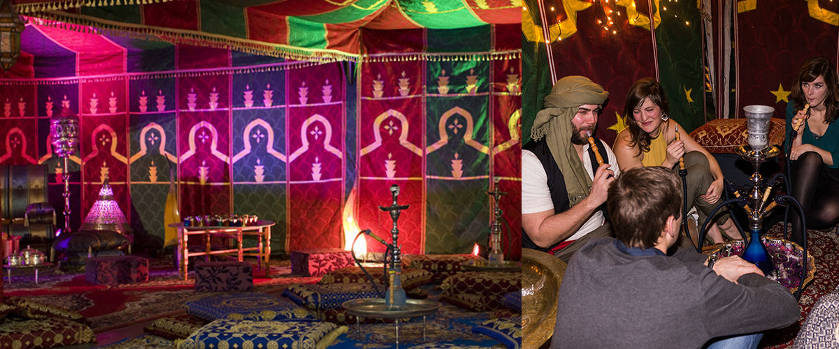 Relaxed en informeel Arabisch feest Marokkaans oosters arabische tent volledig ingericht