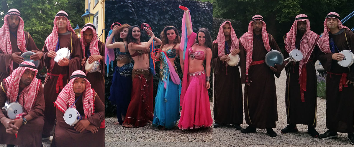 Avondvullen show bellydance Oosterse percussieband mobiel en rondlopend